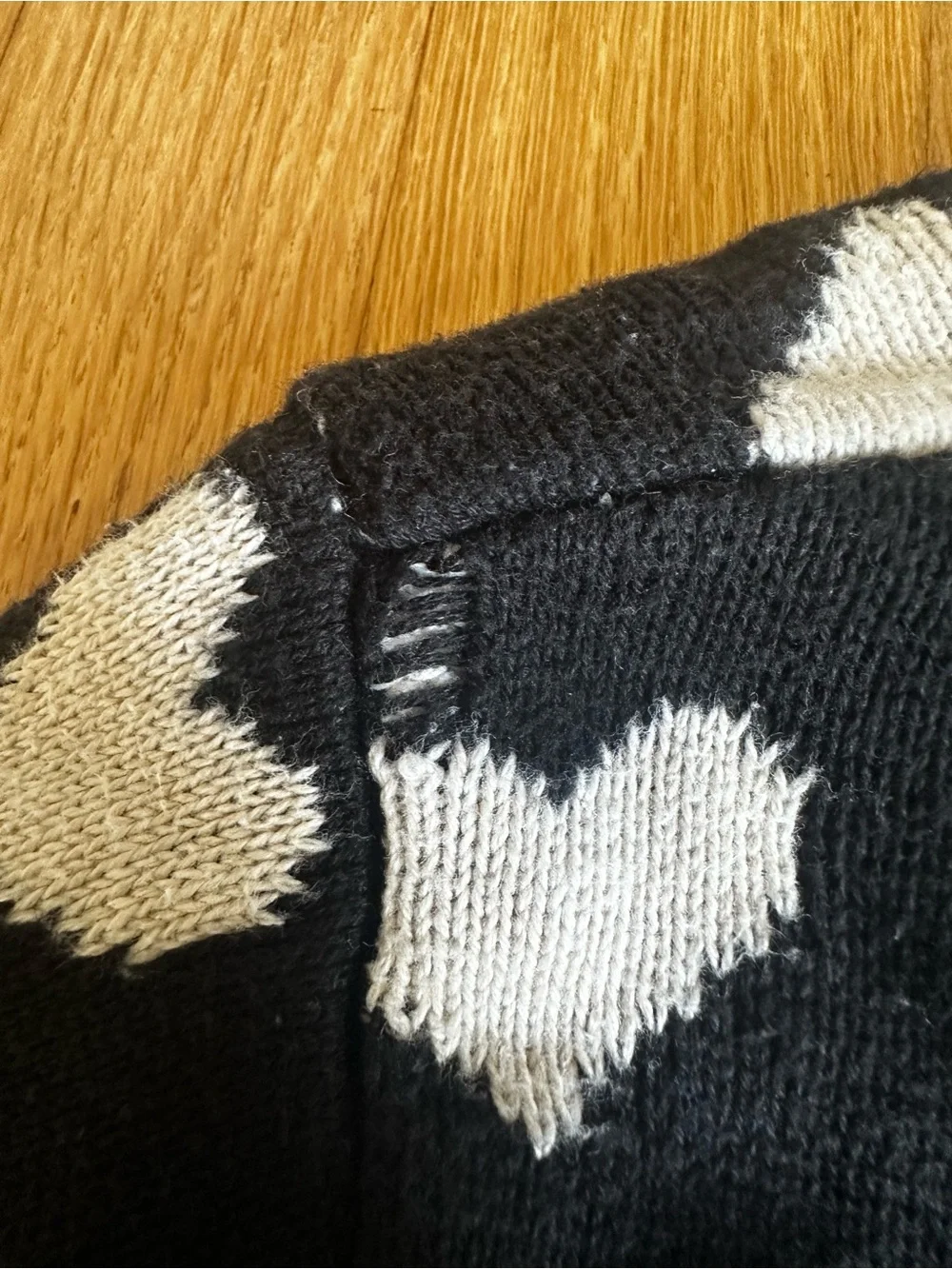 Old Navy Black long Cardigan with White Heart Pattern Sz 5t
